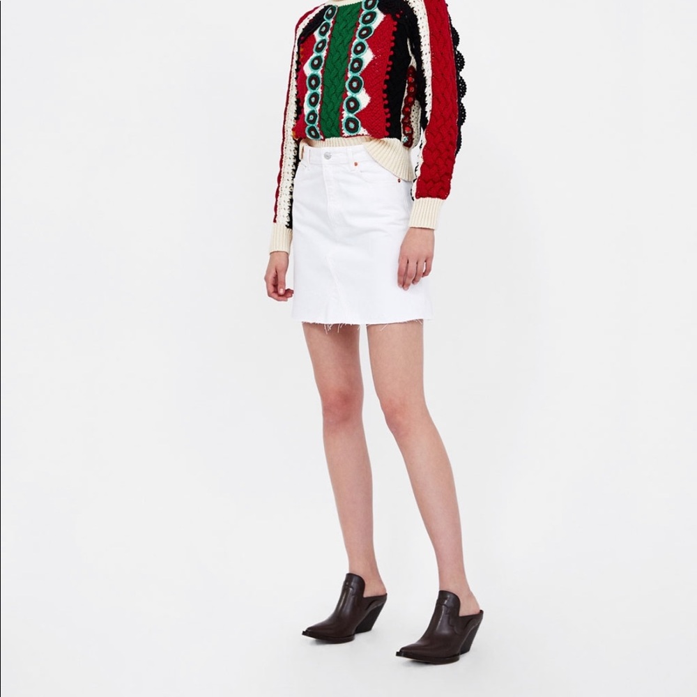 Zara White Jean Skirt